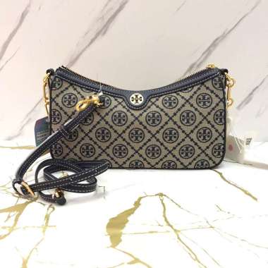 Tory Burch T Monogram Jacquard Studio Shoulder Bag in Midnight Navy