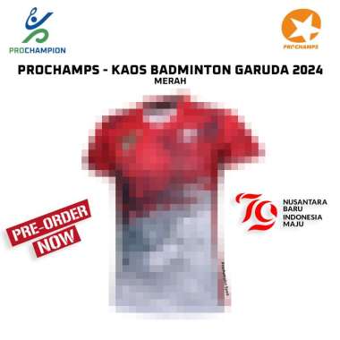 Kaos Jersey badminton PROCHAMPS Garuda Spesial Edisi 79 tahun Indonesia Merdeka Merah M