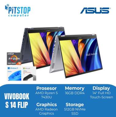 Asus Vivobook S 14 Flip TN3402YA-VIPS558 (Ryzen 5-7430U/ RAM 16GB/ SSD 512GB/ Flip 360/ Touch Screen