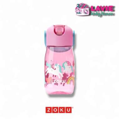 Zoku Kids Flip Straw Bottle - Botol Minum Sedotan Untuk Anak Pink Unicorn