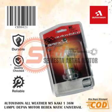 Autovision All Weather Bohlam Halogen M5 H6 3000k 36w Lampu Depan Motor Kaki 1