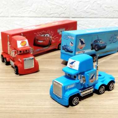 Mainan Truk Kontainer Cars McQueen Murah Dorong Tarik - Mobil Miniatur Truck Container Box Trailer A