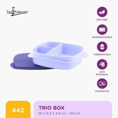 Kotak Makan Twin Tulipware Trio Box 700 ML Blue Diamond
