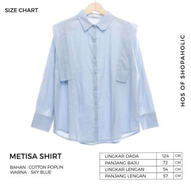 Hosofshopaholic - METISA SHIRT - Atasan - Kemeja Wanita - Katun Poplin - SKY BLUE SKY BLUE