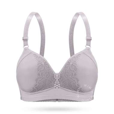 Wimiu BH Bra Jumbo Wanita Tanpa Kawat Cup C D Jumbo Motif Depan Brukat Bunga Beha Besar Woman Women 