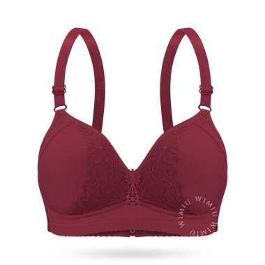 Wimiu BH Bra Jumbo Wanita Tanpa Kawat Cup C D Jumbo Motif Depan Brukat Bunga Beha Besar Woman Women