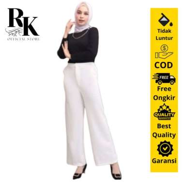 Celana Panjang Wanita - Kulot Jumbo Wanita - Celana Kulot Scuba Jumbo - Cream, XL XL Putih Tulang