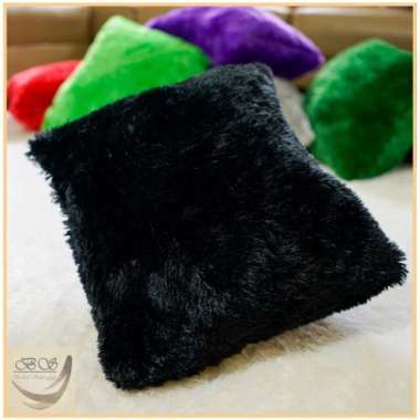 Sarung Bantal Bulu Kursi/Sofa Size 40 x 40cm Elastis Glossy LP 30x30cm Hitam