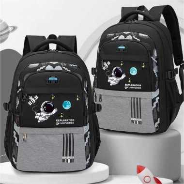Tas Ransel Anak Laki-laki Sekolah SD Motif ASTRONOT Gratis Raincover Dan Jam Tangan anak ABU
