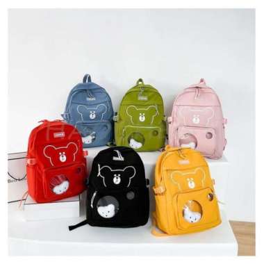 Tas sekolah SMP SMA Tas Ransel sekolah anak perempuan Tas Sekolah - Merah Hitam