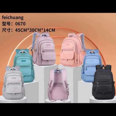 Tas Sekolah Anak Perempuan | Ransel Wanita Premium Backpack Besar Hijau Saku02