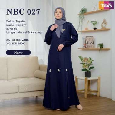 Gamis Nibras Basic NBC 27 Warna Biru Navy Polos Katun Toyobo Adem - Navy Dongker, XS XL Navy Dongker