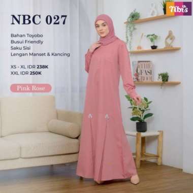 Gamis Nibras Basic NBC 27 Warna Biru Navy Polos Katun Toyobo Adem - Navy Dongker, XS L Pink Rose