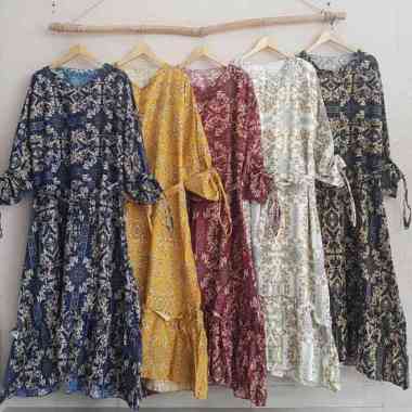 LD 120 Size XXXL Gamis Katun Jepang Jumbo Motif Bunga, Daun