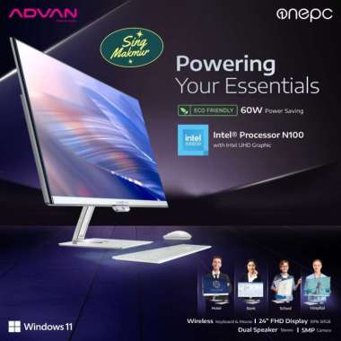 ADVAN All in One PC AIO ONEPC Intel N100 99% SRGB 60W Power Saving Windows 11