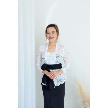 Kebaya bali BROKAT SOFIA bed lengan PANJANG (kebaya saja) L Putih