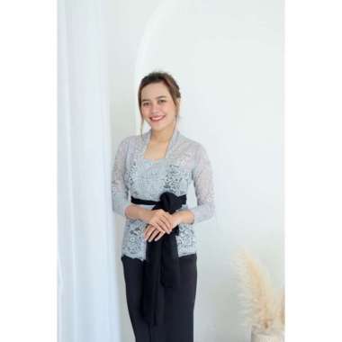 Kebaya bali BROKAT SOFIA bed lengan PANJANG (kebaya saja) L Abu