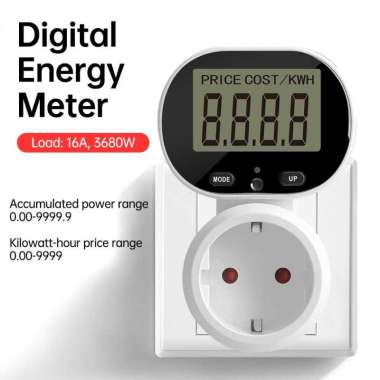 AIDEEPEN Stop Kontak Pengukur Listrik kWh Meter Digital EU 16A 230V PMB07 T Colokan Listrik Staker G