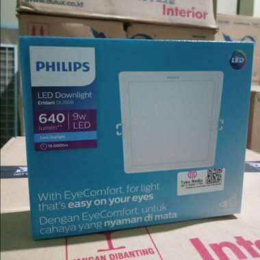 PHILIPS ERIDANI SQ RECESSED LED6 D105 9 WATT 865 - LED Downlight Kotak / lampu plafon