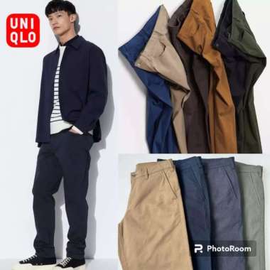 Celana Chino Pria Uniqlo Slimfit Ultra Stretch Original - Khakis, 28 29 Abu