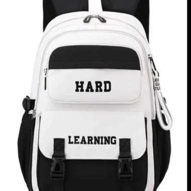 tas sekolah anak perempuan sd smp murah polos simple - Hitam hitam putih