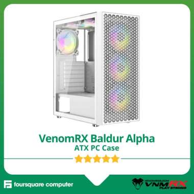 VenomRX Baldur Alpha White + 3x ARGB Fan | PC Casing ATX | CPU PC Case Gaming