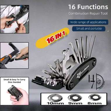 KUNCI PORTABLE MULTIFUNGSI 16 IN 1 | KUNCI SHOCK LIPAT 16 IN 1 SEPEDA
