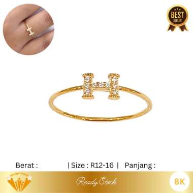 Cincin Emas Kadar 8K Model Light Herm*s Family Gold 0.56gr R14