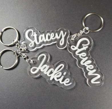 Gantungan Kunci Acrylic Custom Nama Grafir Keychain