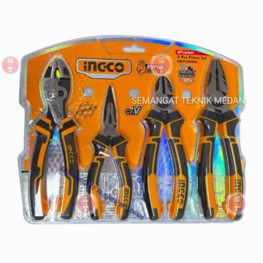 TANG SET INDUSTRIAL KOMBINASI LANCIP POTONG JEPIT 4PCS INGCO HKPS28468
