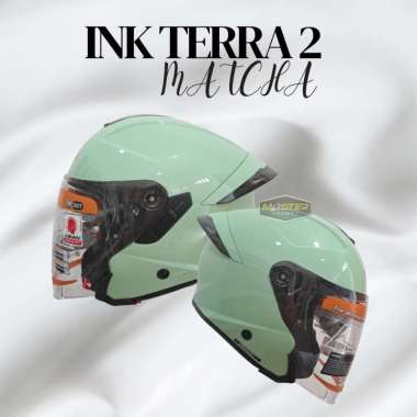 HELM INK TERRA 2 SOLID MATCHA GREEN WARNA ORIGINAL DOUBLE VISOR M