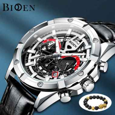 Anti BIDEN Jam Tangan Pria Air Original Bisnis Multifungsi Kalender Tali Kulit Jam Tangan Cowok Kuar