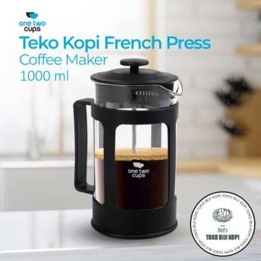 FRENCH PRESS 1000 ML / 1 L HITAM COFFEE PLUNGER KACA FILTER ALAT SEDUH KOPI
