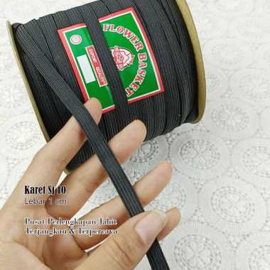 1 GULUNG KARET ELASTIS FLOWER BASKET SJ 10 HITAM (+/- 99 METER)