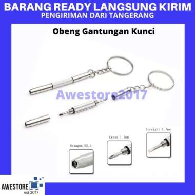 Obeng Kacamata Gantungan Kunci Mini Portable Baut Jam Key Chain Minus