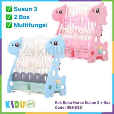 Rak Buku Anak Susun Box Container Mainan Anak Rak Buku Horse Kidu Baby Blue