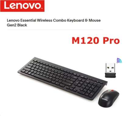 Keyboard & Mouse Lenovo Essential Wireless Combo Black M120 Pro Original