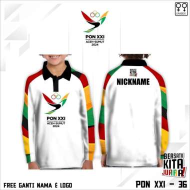 Baju polo anak pon XXI 2024 aceh sumut jersey kaos pon 2024 F lengan panjang 1 Putih