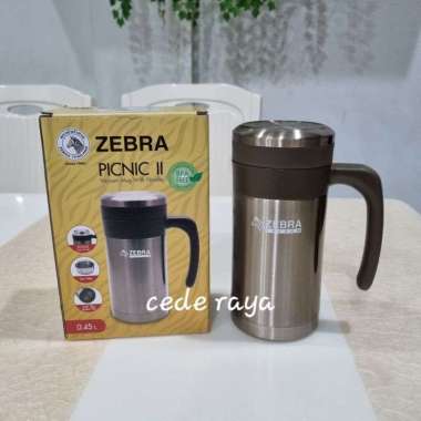 gelas mug tahan panas / mug termos stainless / vacuum mug zebra picnic II isi 0.45 ltr