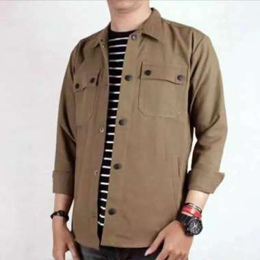 Semi Parka Kemeja Parka Pria Original - Hitam, XL Khaki XXL