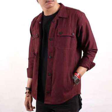 Semi Parka Kemeja Parka Pria Original - Hitam, XL Maroon M