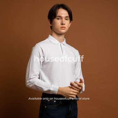 Houseofcuff polo shirt kaos kerah polo lengan panjang slim fit Putih XL