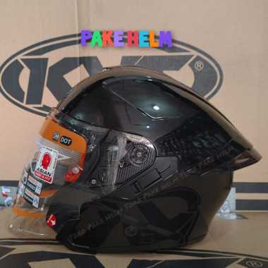 HELM INK TERRA 2 SOLID BLACK GLOSSY HALF FACE DOUBLE VISOR XL