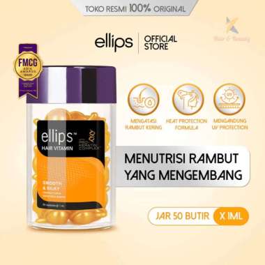 ELLIPS Hair Vitamin Jar (isi 50 Butir) | Vitamin Rambut PRO - Smooth & Silky