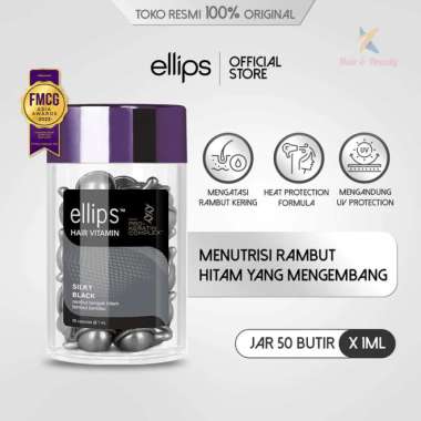 ELLIPS Hair Vitamin Jar (isi 50 Butir) | Vitamin Rambut PRO - Silky Black