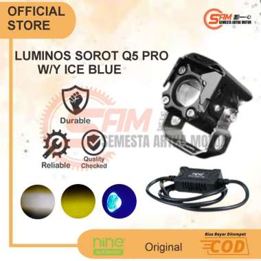 Lampu Sorot Luminos Q5 Pro Mini LED Plus Bracket Warna White Yellow Ice Blue Mobil Motor