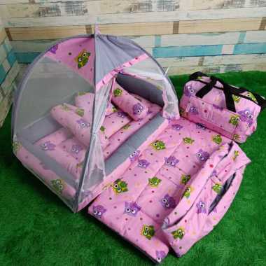 Fullset Kasur Bayi Kelambu + tas & gendongan | kasur bayi | Tas bayi | Gendongan Ring sling | Kado b