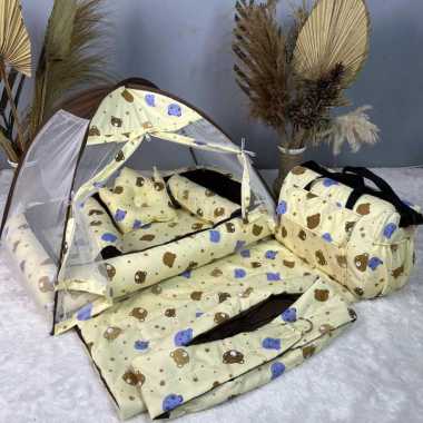 Fullset Kasur Bayi Kelambu + tas & gendongan | kasur bayi | Tas bayi | Gendongan Ring sling | Kado b