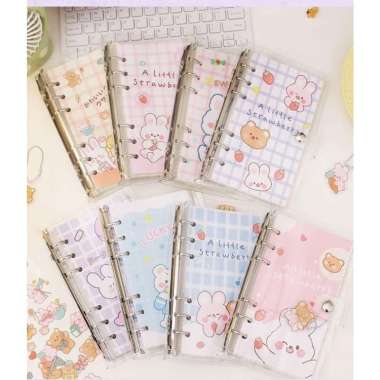 Buku Binder Ring Besi FREE STIKER Gantungan Cute NoteBook Diary Kawaii RANDOM