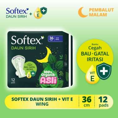 Surabaya - Softex Daun Sirih + Vitamin E 36cm 12s - Pembalut Daun Sirih Malam -